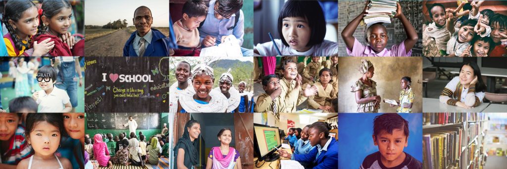 Collage of students across the globe. Photos by Dana Schmidt, Michelle Holmes and Images of Empowerment. All rights reserved.