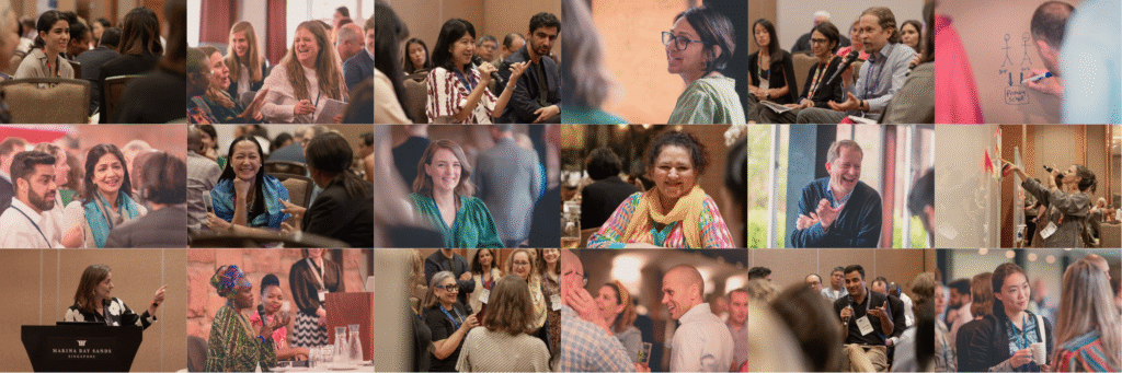 IEFG Together Collage of participants from past IEFG events engaged in group discussions and collaborative activities. Image rights held by the International Education Funders Group (IEFG).